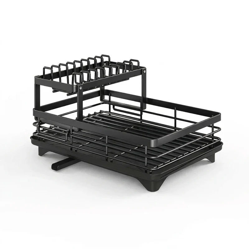 Adjustable Double-Layer Dish & Bowl Drainer – Space-saving Kitchen Rack