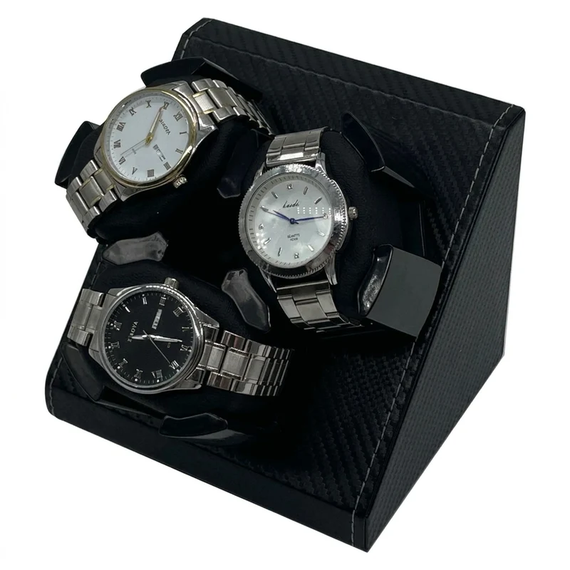 PU Watch Winder for 3 Automatic Watches
