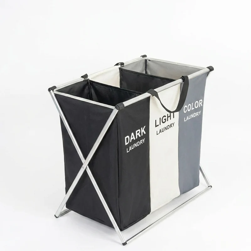 Large Foldable Laundry Sorting Basket – 2 or 3 Compartments, Oxford Fabric