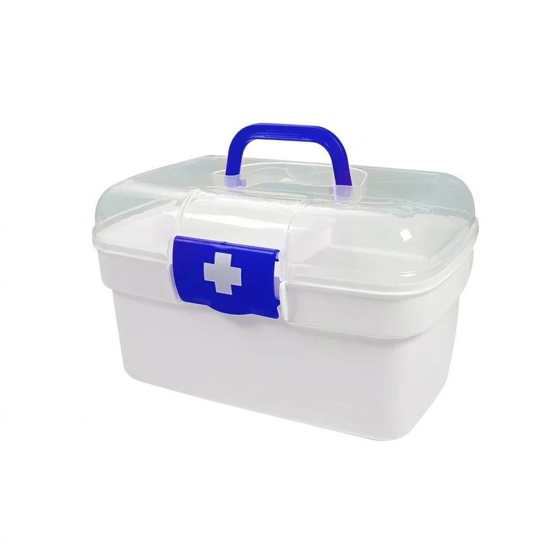 2-Tier Plastic Medicine Box with Handle — Large Capacity First‑Aid Organiser