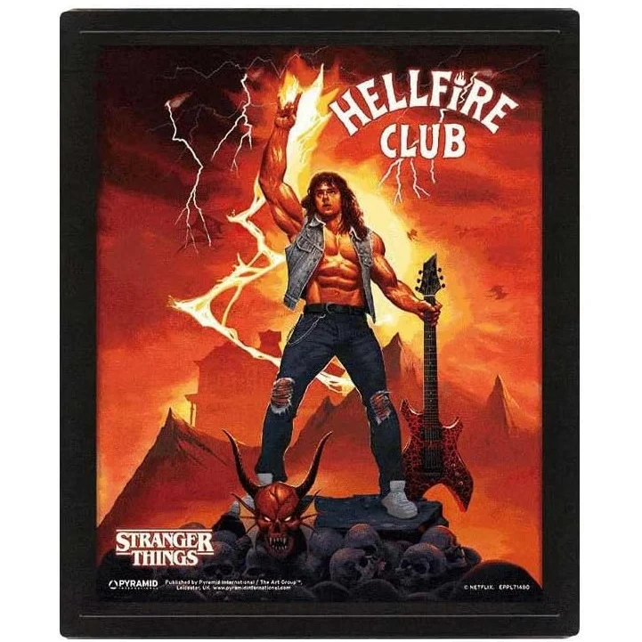 Pyramid Stranger Things - Poster 3D con Cornice (Hellfire Tribute) - Lenticular Incorniciato