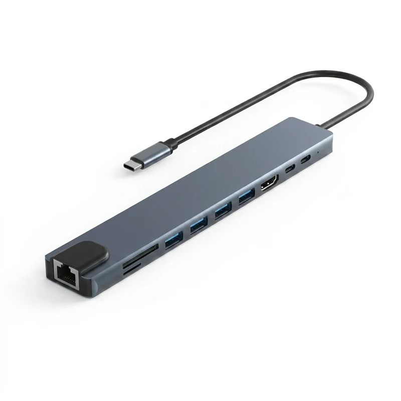 10-in-1 USB-C Hub – 4K@30Hz HDMI-Compatible Docking Station with PD 100W, RJ45 & USB 3.0