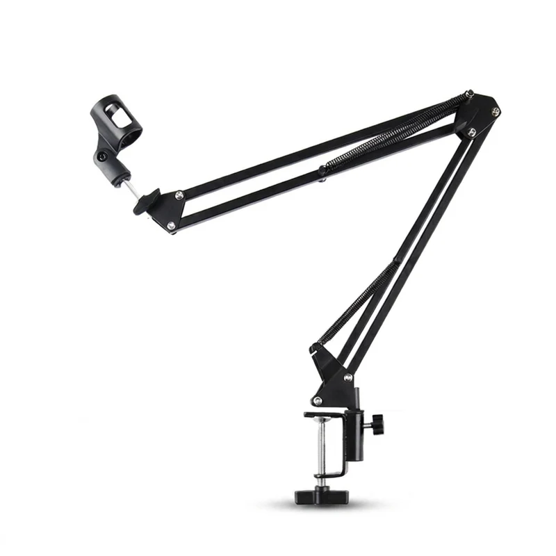 Adjustable Scissor Arm Microphone Stand — Desktop Clip, Tripod & Extendable Bracket