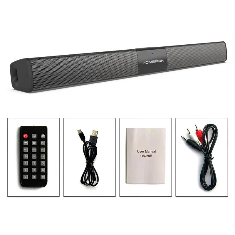 BS-28B 20W Bluetooth Soundbar for TV & PC — RCA/USB/TF/AUX with Remote