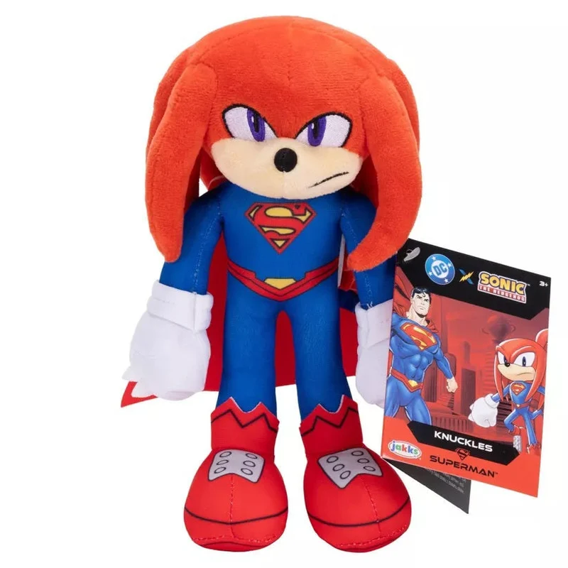 Jakks Pacific: Peluche - Dc x Sonic the Hedgehog - Knuckles "Superman" - Pupazzo Figure Plush 23cm