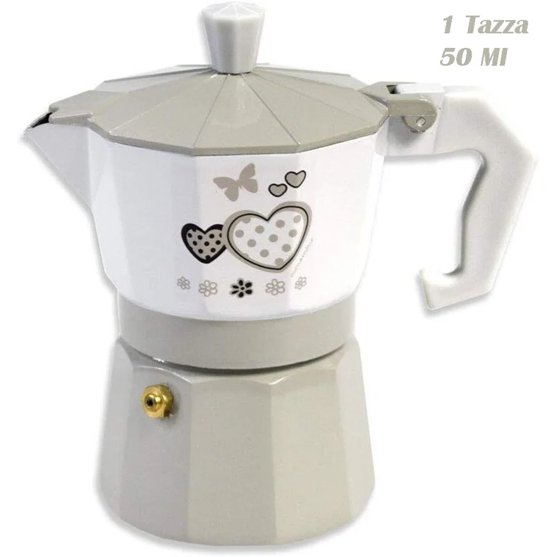 Caffettiera fango e bianco shabby chic moka 1 2 3 tazze in alluminio