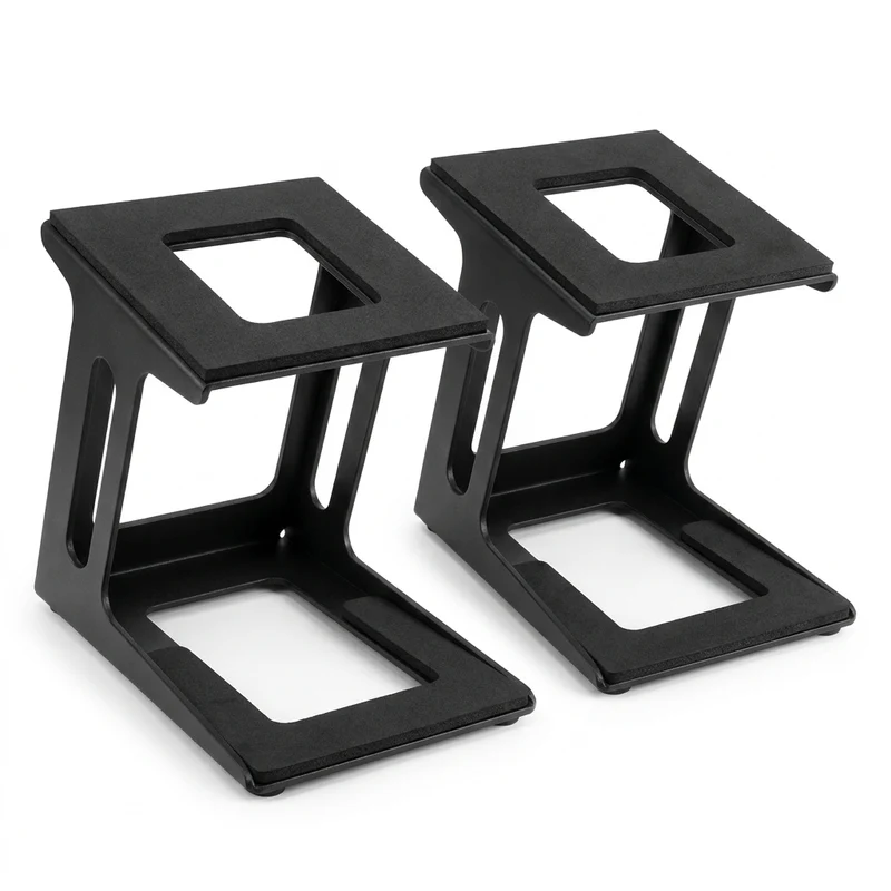 Desktop Speaker Stands — Carbon Steel 2‑Pack for Improved Stereo Sound & Vibration Reduction