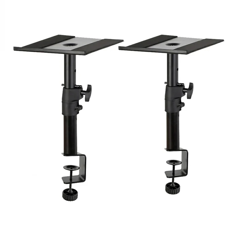 Studio‑Grade Clamp Mount Speaker Stand — Height Adjustable Desktop Platform for Monitors