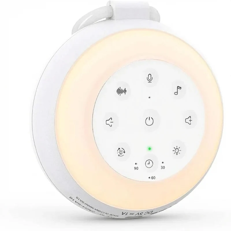 White Noise Machine — 24 Soothing Sounds, Rechargeable Night Light, Portable (USB & Bluetooth)