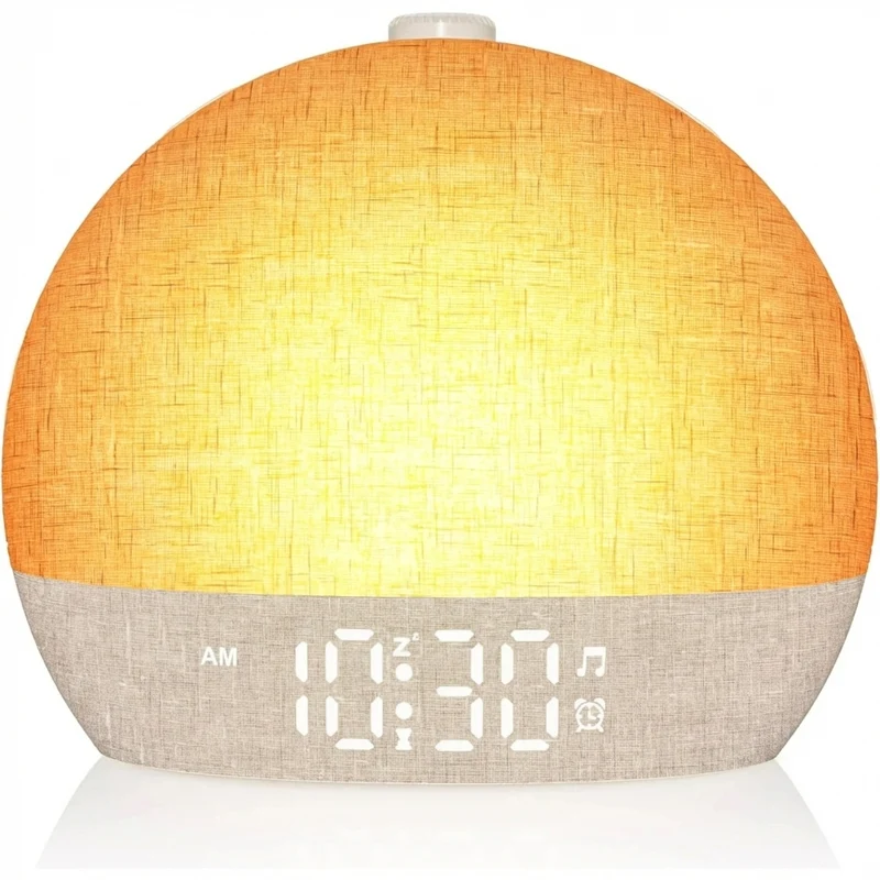 Wake-Up Sunrise Alarm Clock — 30 White-Noise Sounds, Dimmable RGB Night Light