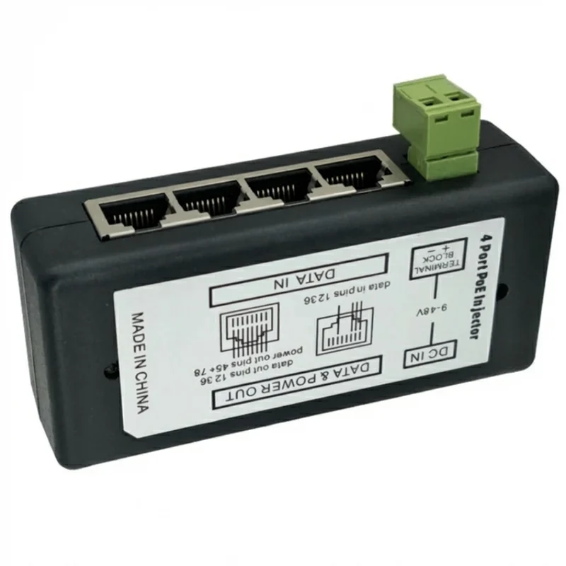 4-Port Passive PoE Injector Module – DC 9–48V for IP Cameras & Access Points