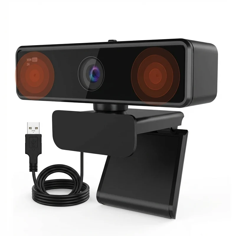 nuroum V11 2K Webcam — 1080p 60FPS, 90° Wide Angle, USB Plug & Play with Mic & Privacy Cover