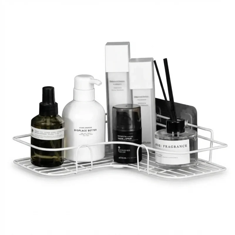 1pc Stainless Steel Corner Shower Caddy — No‑drill Wall‑Mounted Bathroom Organiser