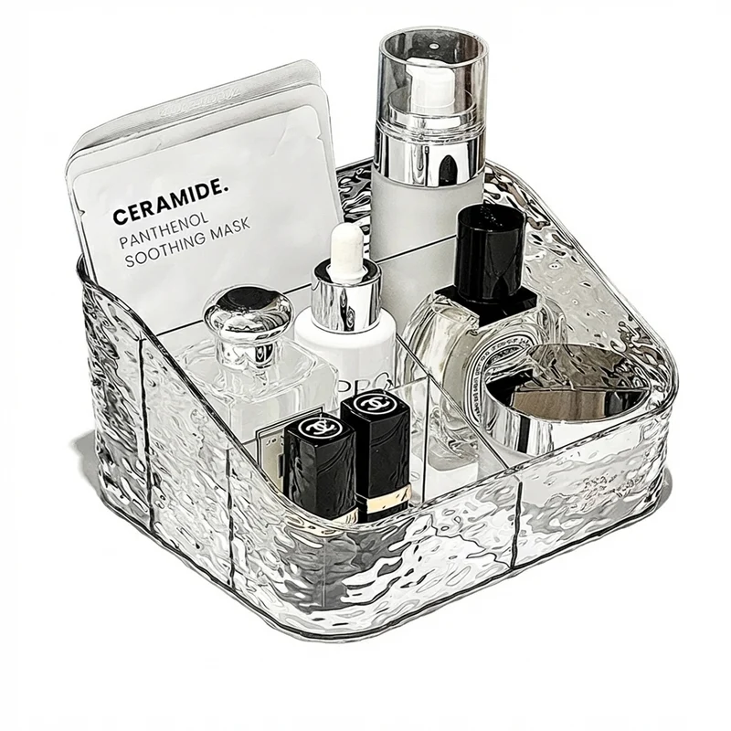 Clear Cosmetic Storage Box – Vanity Makeup & Skincare Organiser (3 / 4 / 5 Grid)