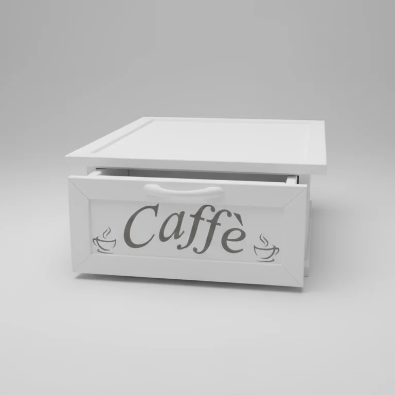 Cassetto Porta Cialde Caffè 36x30x14,5 cm – Effetto Noce – Organizer Salvaspazio 2-in-1 con Cassetto Estraibile e Maniglia Cromata