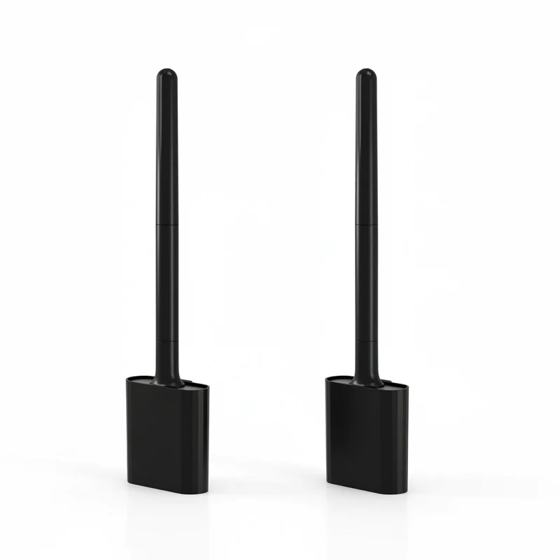 Mini Silicone Toilet Brush — Detachable Pole & Drip-Proof Holder