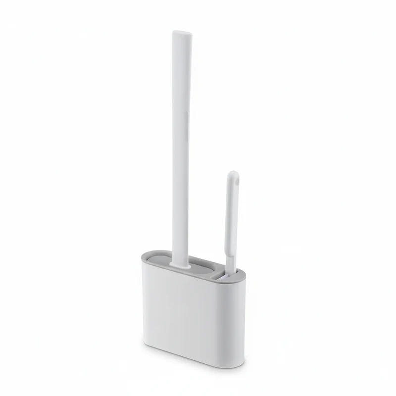 Wall-Mounted Silicone Toilet Brush with Long Handle — Quick-Dry Soft Bristles