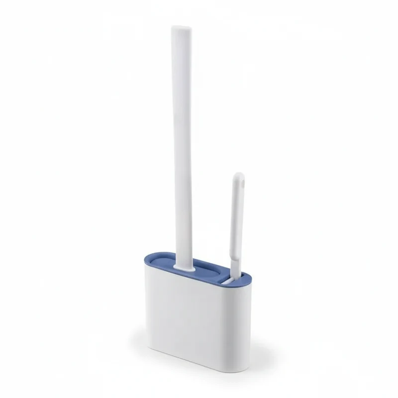 Silicone Toilet Brush Set — Flat Flexible Head with Wall-Mounted Holder