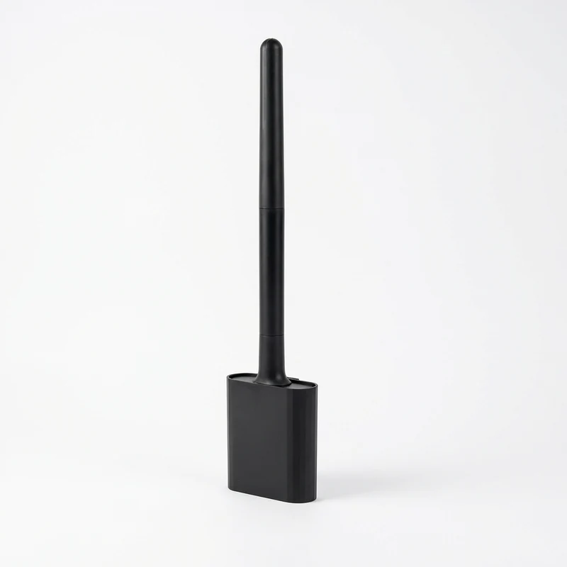Mini Silicone Toilet Brush with Anti‑Drip Base — Flexible Soft Bristles, Quick‑Dry Holder