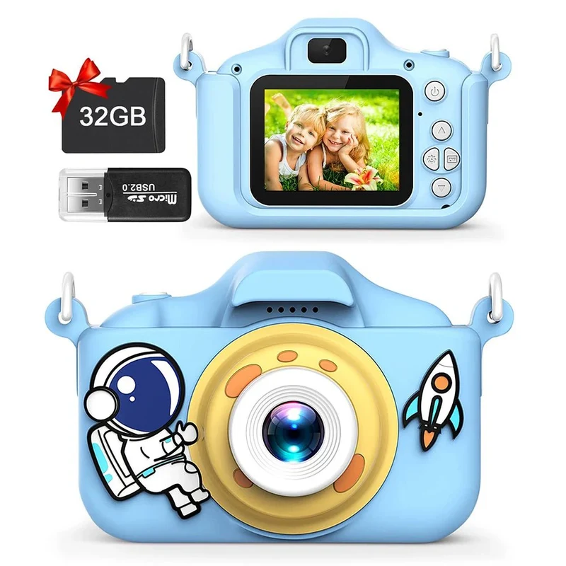 40MP HD Dual Lens Digital Cartoon Kids Camera Children's Mini Cameras Toys 2 Inch HD Screen For Boy Girl Christmas Birthday Gift