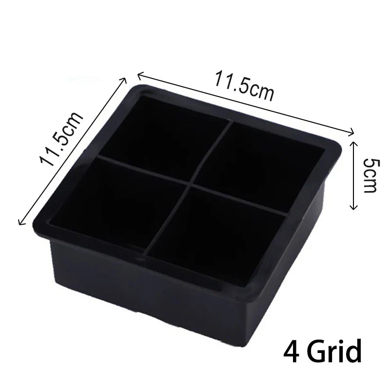 4/6/8/15 Grid Big Ice Tray Mold Box Large Food Grade Silicone Ice Cube Square Tray Mold Diy Bar Pub Wine Ice Blocks Maker Model