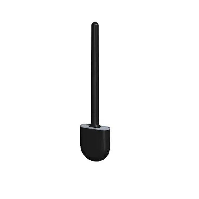 Breathable Toilet Brush Water Leak Proof with Base Silicone Wc Flat Head Flexible Soft Bristles Brush with Quick Drying Holder