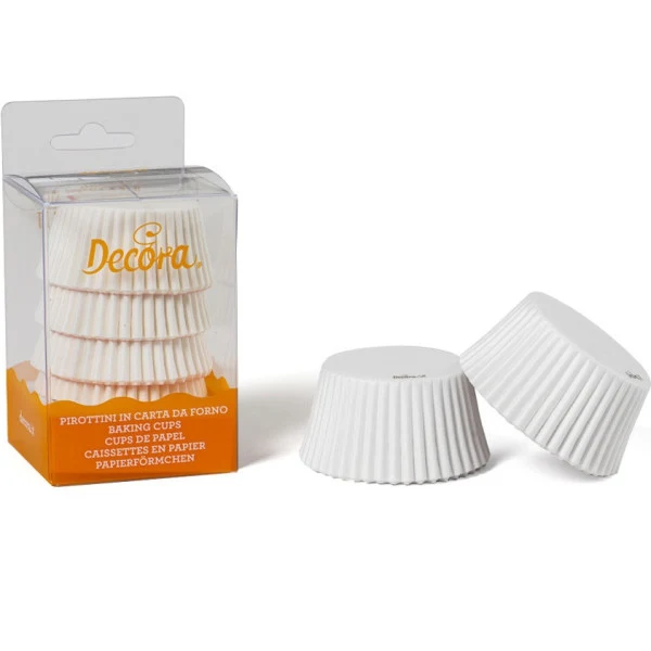 75 Pirottini Decora in Carta da Forno per Muffin ∅5xH3,2 cm | Bianchi Antiaderenti | Baking Cups Professionali