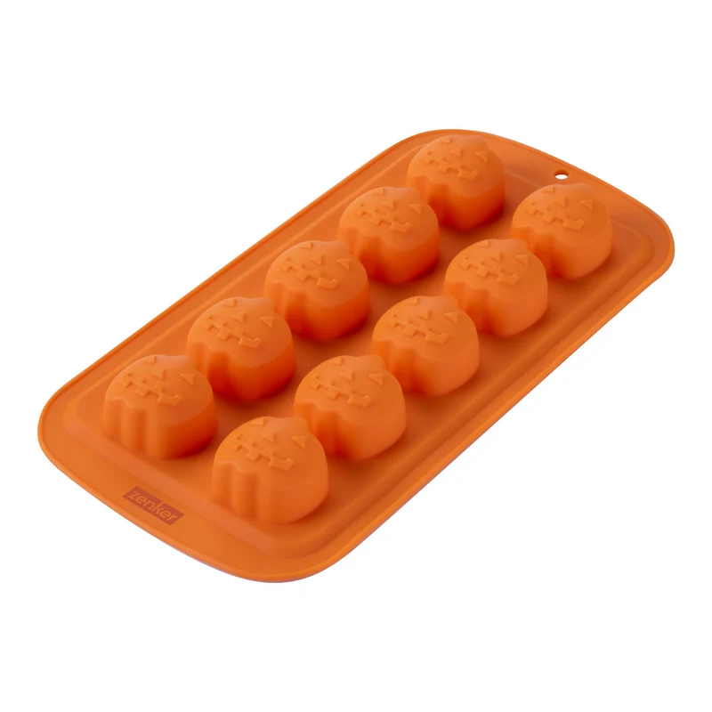 Stampo da forno in Silicone 10 Impronte a Forma di Mini Zucca di Halloween, 21,5x11 cm, Zenker