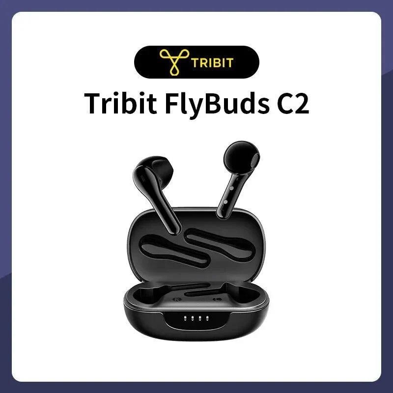 Tribit FlyBuds C2 Wireless Bluetooth Earphones 4 Mics Call Noise Canceling Crystal-Clear Calls Earbuds 32H Playtime Headphones