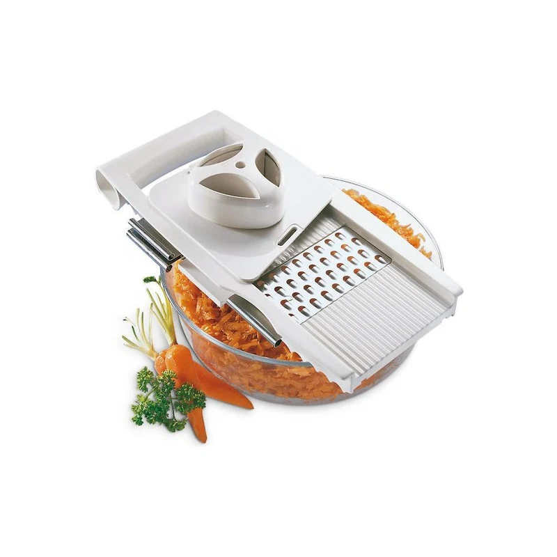 Leifheit Grattugia Universale COMFORTLINE 4+1 | Affettaverdure Multifunzione con 5 Lame per Formaggio, Verdure, Carote