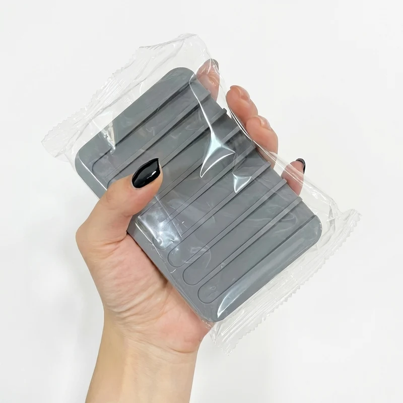Single-Pack Silicone Self-Draining Soap Dish – Non-Slip Countertop Holder, 11.5×8×1 cm