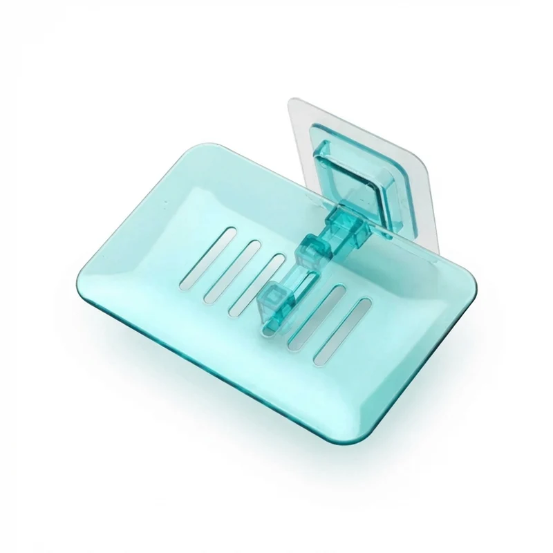 Self‑Adhesive Wall‑Mounted Soap Holder with Drain — Transparent & Colour Options