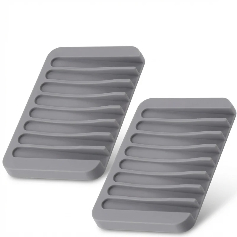 Silicone Self-Draining Soap Dish — Anti-Slip Soap Holder (11.5×8×1cm)