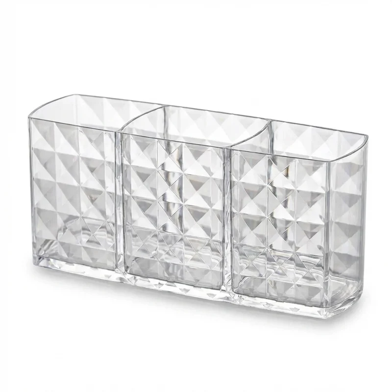 Clear Acrylic-Style Make-up Brush & Lipstick Organiser — Desk Cosmetic Holder