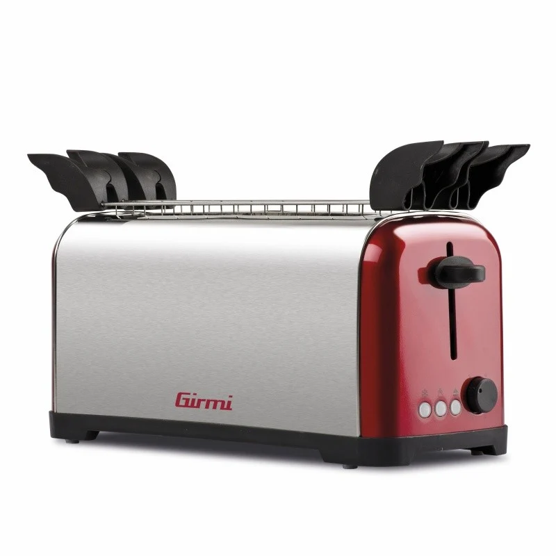 Tostapane Girmi TP90 1300W | Corpo in Acciaio Inox | 2 Fessure Lunghe per 4 Toast | 6 Livelli di Doratura