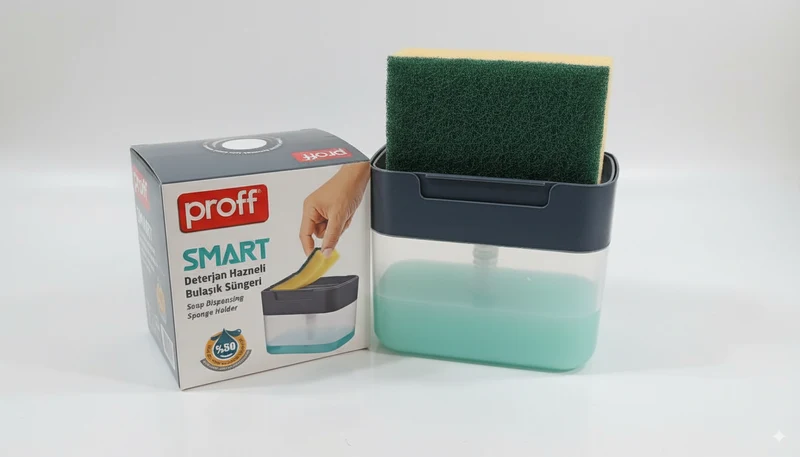 Proff Smart Dispenser Detersivo con Supporto per Spugna - Dosaggio Automatico, 1-8ml