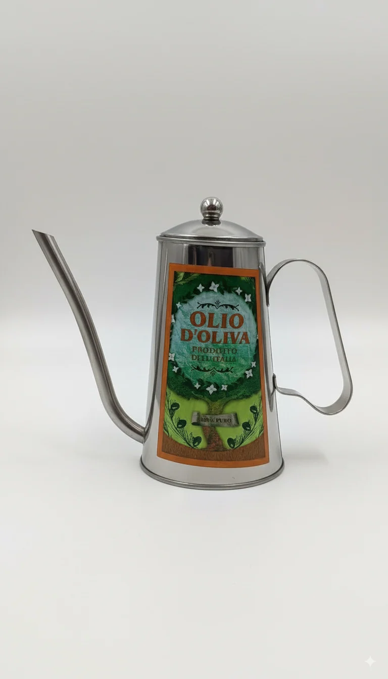 Oliera in Acciaio Inox 500 ml - Anti-Goccia, Design a Becco Lungo 17 cm