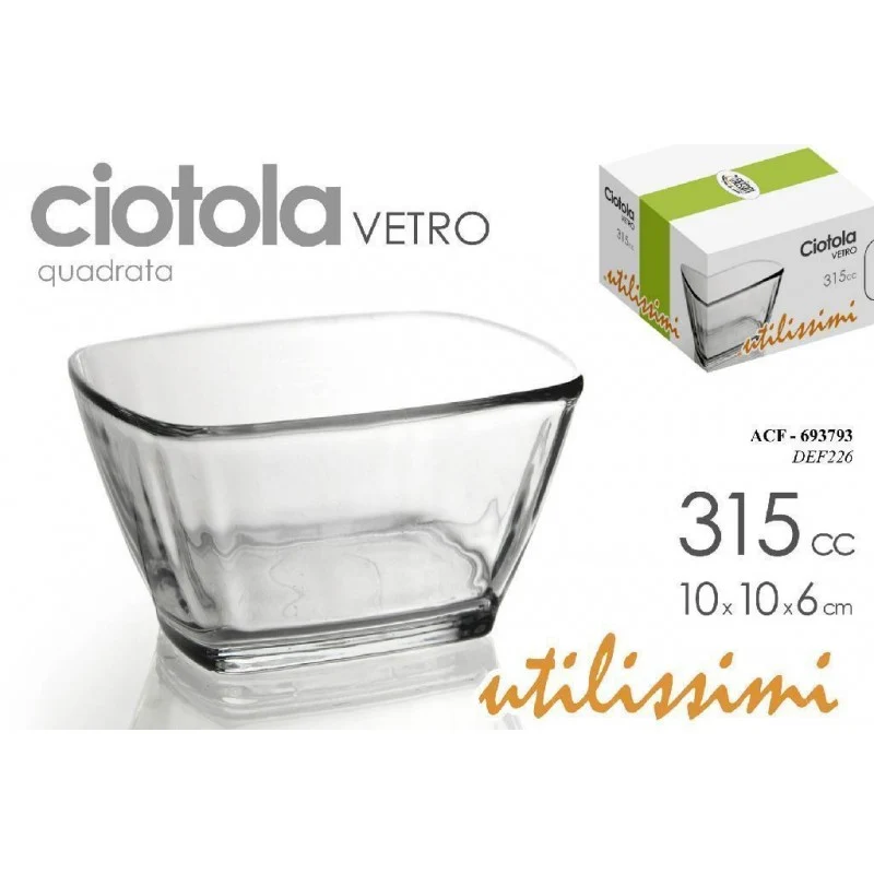 UtiliSSimi: Ciotola in Vetro Quadrata 315 ml - Pratica e Versatile