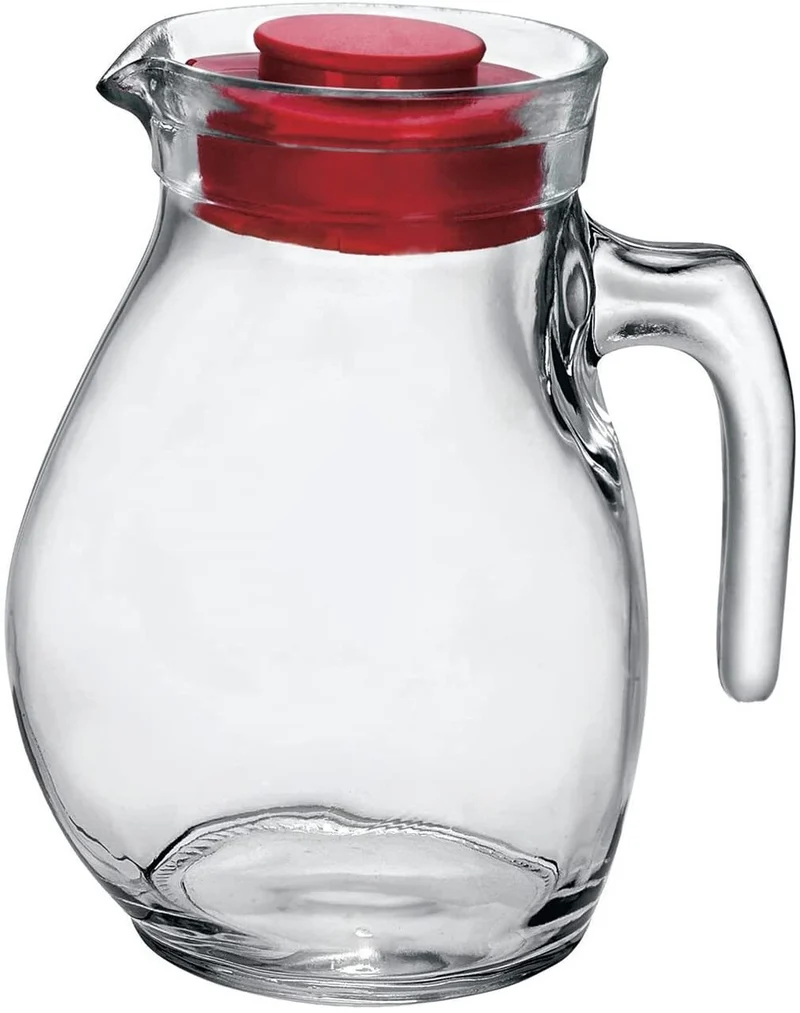 Bormioli Rocco Sangria Caraffa Vetro 1,5 Litri – Brocca Panciuta Tappo Ermetico Rosso