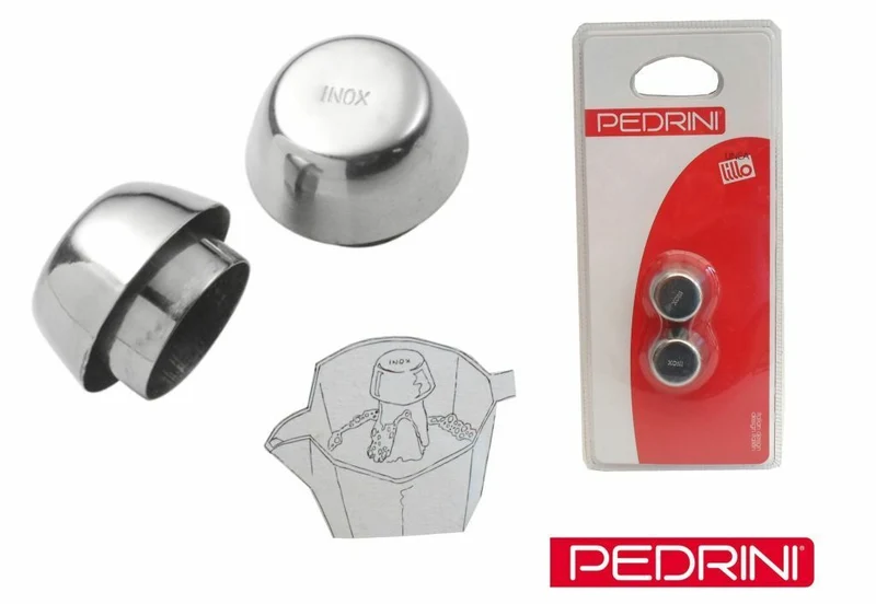 Pedrini Paraspruzzi per Caffettiera Moka "Lillo Gadget" - Set 2 Pezzi in Acciaio Inox