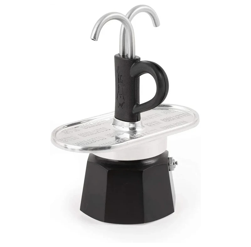 Bialetti Mini Express - Caffettiera Moka 2 Tazze, Nera - Espresso Direttamente in Tazza