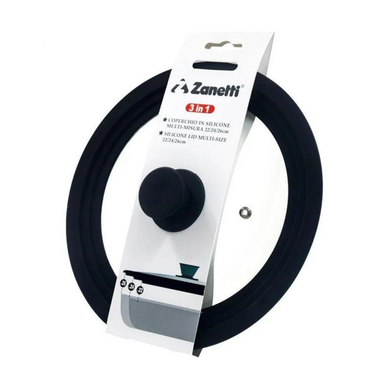 Coperchio Universale Zanetti in Vetro e Silicone - 3 Misure in 1 (28-30-32 cm)
