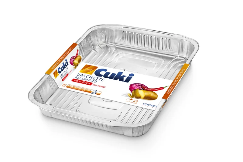 Cuki | Vaschette in Alluminio Ultra-Forza con Manici Ergonomici | Design Firmato Giugiaro | Struttura Liscia a Spessore Maggiorato | Per Cottura, Presentazione e Trasporto | 100% Riciclabili