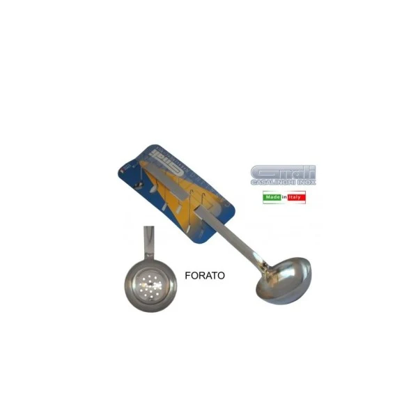 Gnali Mestolo Forato Acciaio Inox 18/C | Ø 9 cm | Per Scolare Brodi, Fritti, Verdure | Robusto & Igienico | Professionale | Lavabile in Lavastoviglie