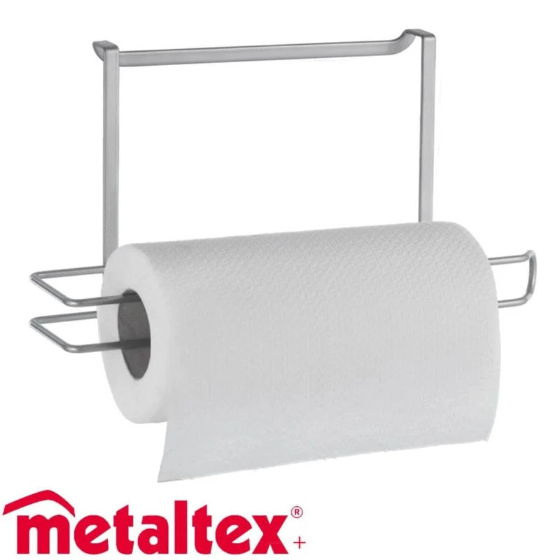 Metaltex Galileo Portarotoli Cucina | Doppio Rotolo, Polytherm | Senza Forare, Adesivo | 34x18x10 cm | Ideale Carta Assorbente & Pellicola | Design Moderno