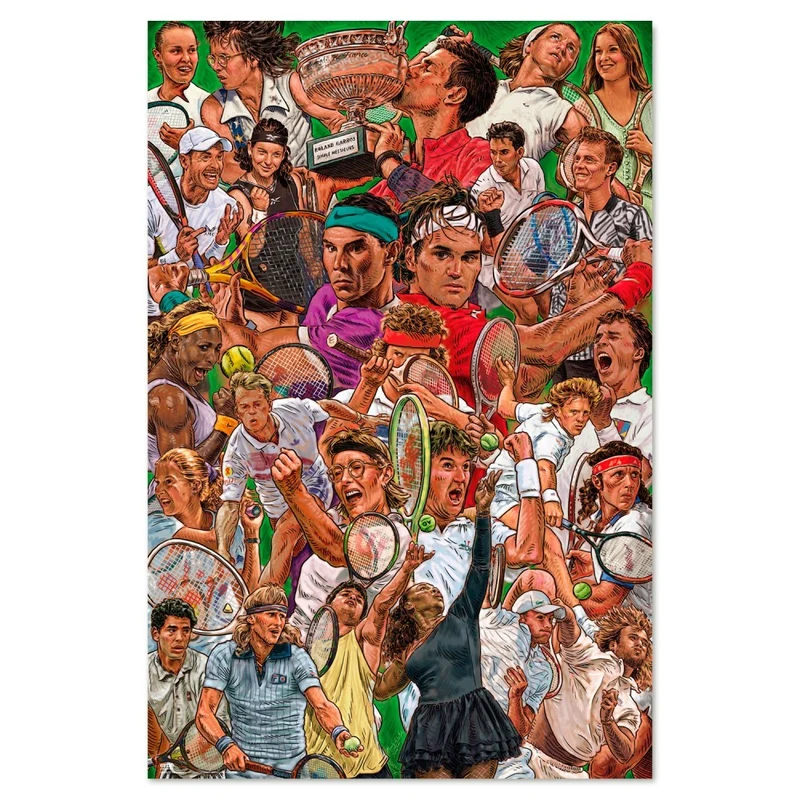 Maxi Poster (Tennisti Leggendari) Gadget Tennis 91x61 cm Incorniciabile da Muro Ufficio Bar