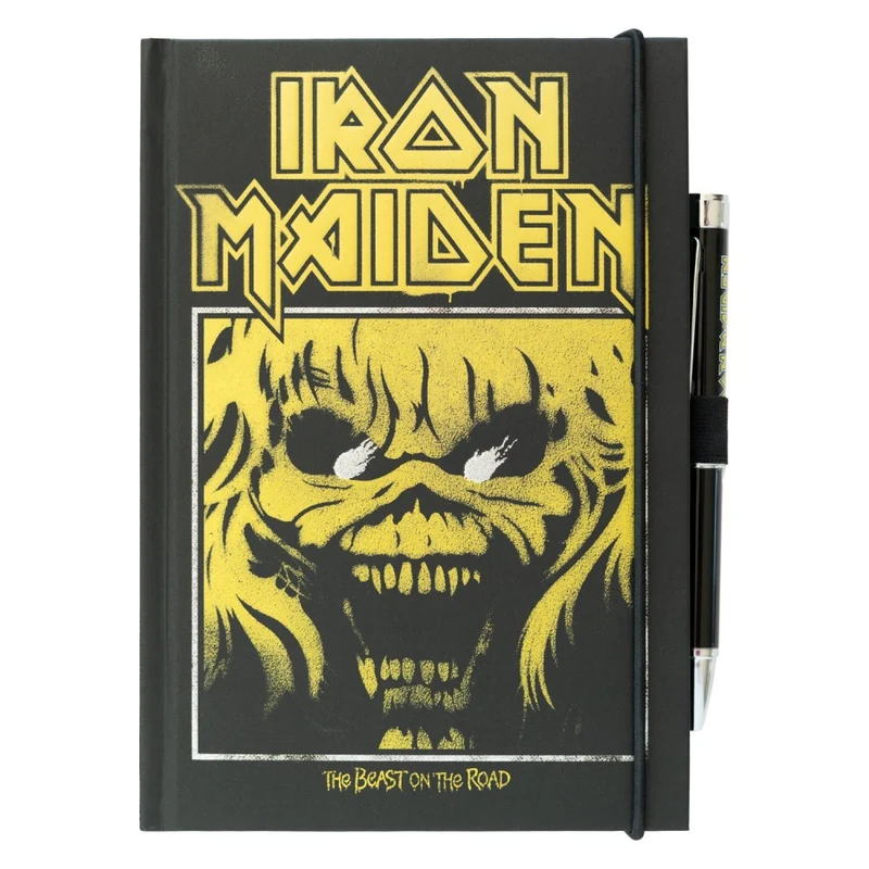 Iron Maiden - Taccuino A5 e Penna - Quaderno Appunti Pagine Bianche con Penna Proiettore a Pile, Copertina Rigida, Tasca Espandibile e Segnalibro | Diario Personale (192 Pagine) - Idea Regalo Gadget