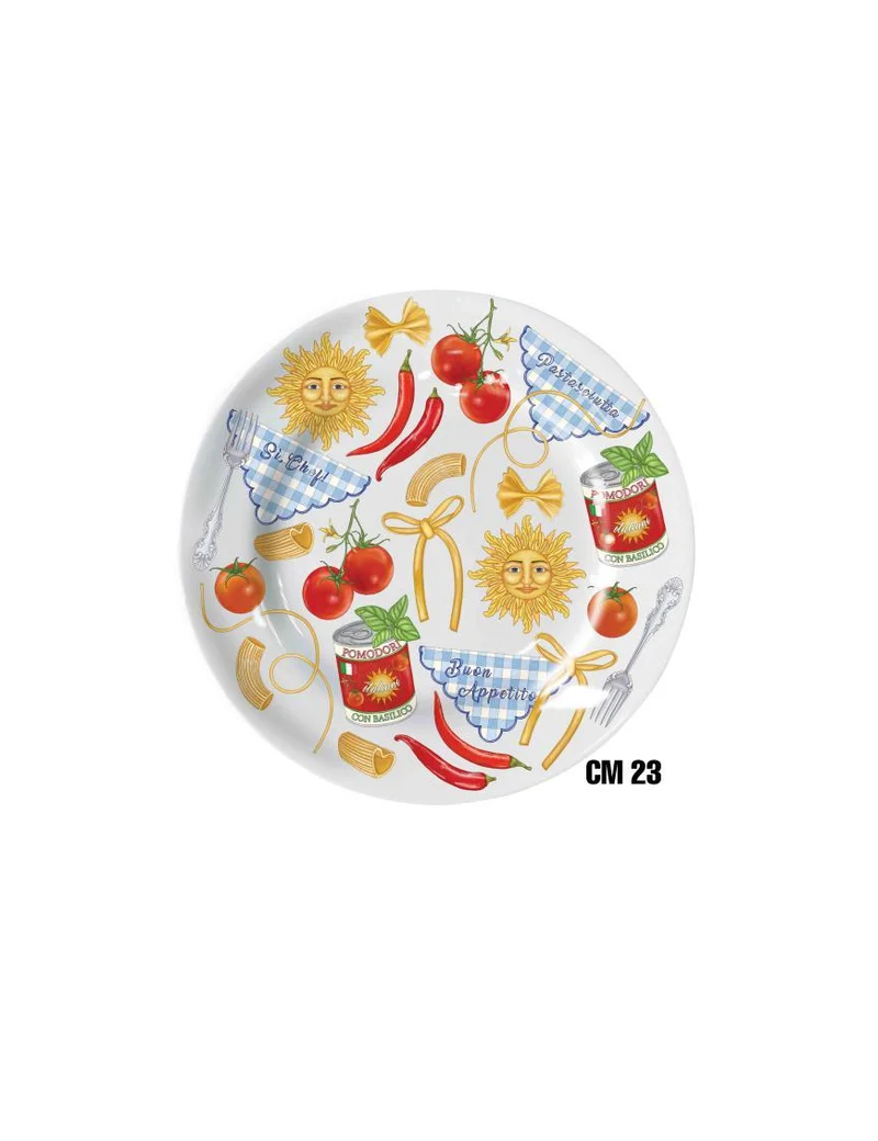 Piatto Melamina Decoro Mediterraneo Ø 23 cm – Elegante, Resistente e Perfetto per Ogni Tavola