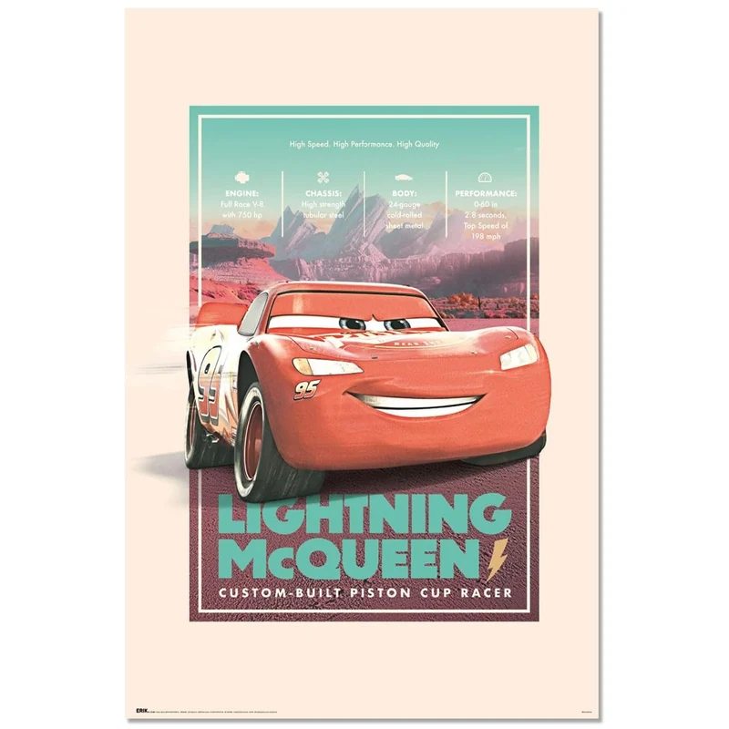 Maxi Poster Disney Pixar (Cars) 91x61 cm Incorniciabile Animation da Cameretta Bambini Nerd
