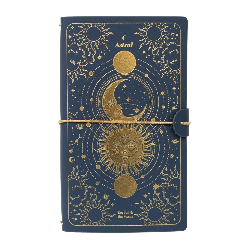 Taccuino "Astrale Sole Luna" Diario Personale da Viaggio 2 Quaderni Sostituibili: Bullet Journal Puntinato e a Righe 160 pag